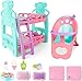 deAO Baby Doll Bunk Bed Crib High ChairDoll Furnitures Accessories Bed Doll Crib for Twin Dolls fits 12 13 14 Inch - Image 2