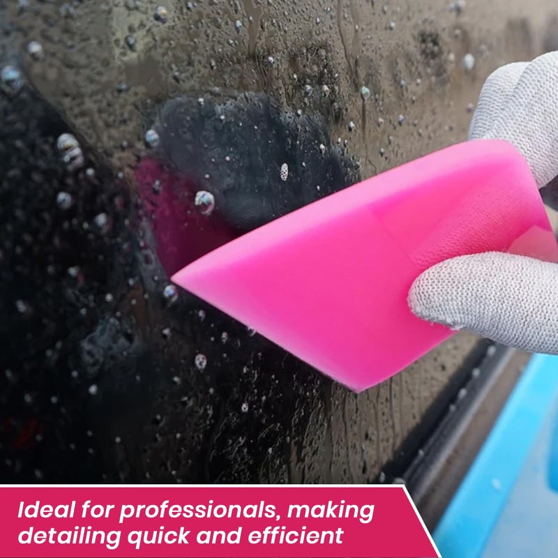 Detailmax PPF Squeegee Window Tint Tools Window Edge Trimming Scarper for Curved Surfaces Auto Car Paint Protection Film Install Tool (Pink) - Set of 5 - Image 4