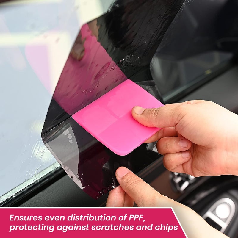 Detailmax PPF Squeegee Window Tint Tools Window Edge Trimming Scarper for Curved Surfaces Auto Car Paint Protection Film Install Tool (Pink) - Set of 5 - Image 3