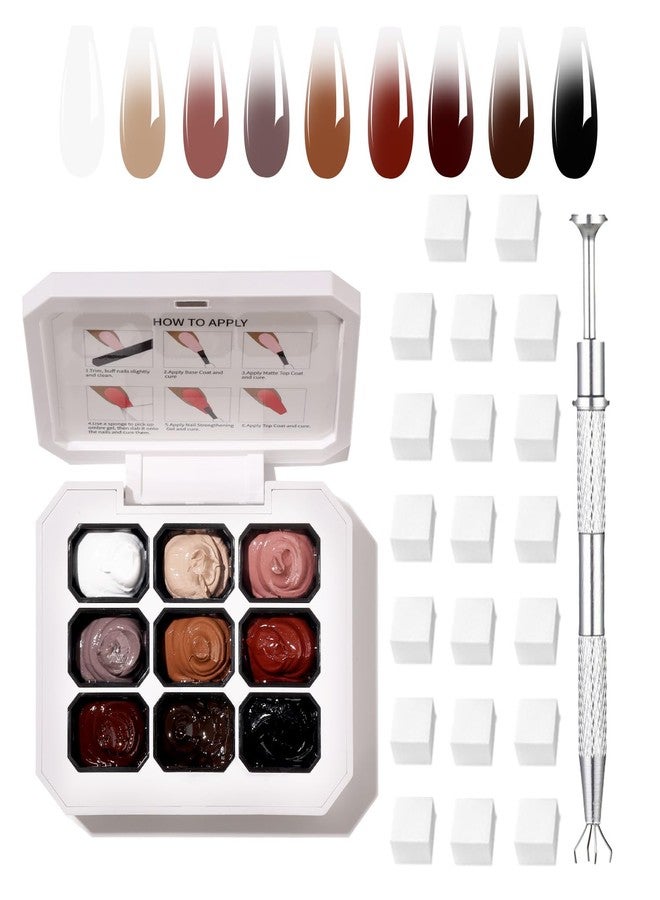 AOBOO إسفنجات طلاء الأظافر جل أومبري لتأثير التدرج الملون 9 سلسلة تأثير بلش تدرج الطلاء جل أومبري & طلاء بات للأظافر مانكير فرنسي متعدد الأنماط فن الأظافر DIY في المنزل (A6, 1) - Image 1