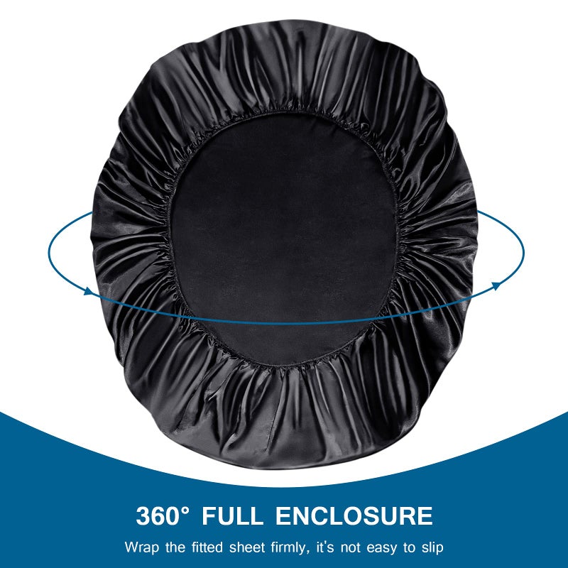 Coldwind Massage Table Cover, Silky Massage Table Sheets(36" W x 77" L x 7" D), Reusable Spa Bed Sheets Salon Table Protective Cover, Satin & Wrinkle-Resistant, Machine Washable, Black - Image 4