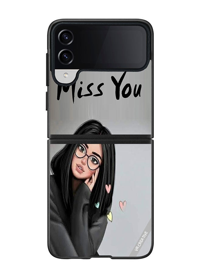 VR CREATIVE Protective Case Cover For Samsung Galaxy Z Flip4 Girl Miss You Design Multicolour - Image 1