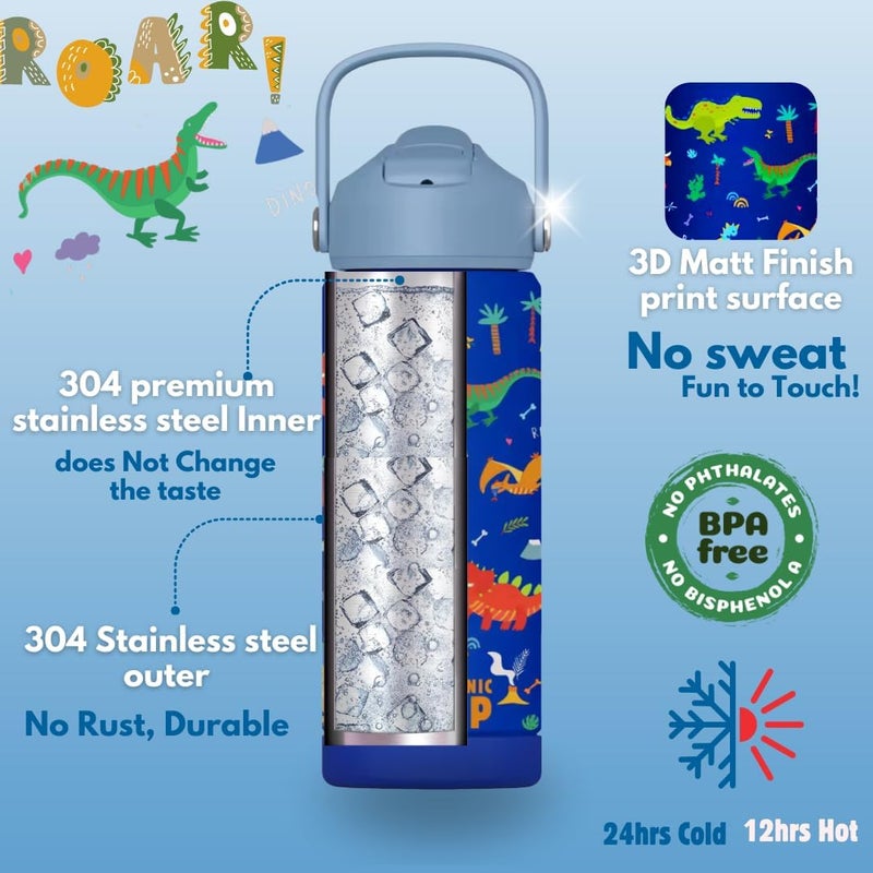 OCEANIC Boys Stainless Steel Water Bottle 550ml 18oz Double-Wall Vacuum Insulated 304 Stainless steel Water Bottle BPA FREE Leak Proof Global standard processed material - Image 4