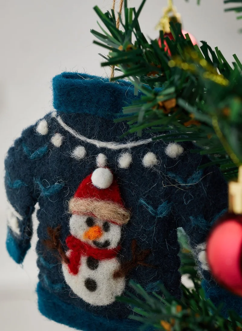Sass & Belle Blue Christmas Jumper Felt Hanging Decoration