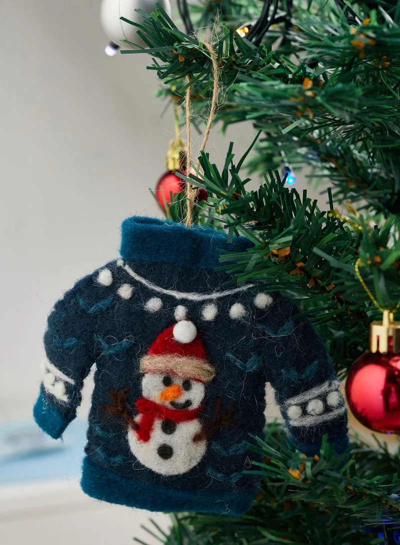 Sass & Belle Blue Christmas Jumper Felt Hanging Decoration