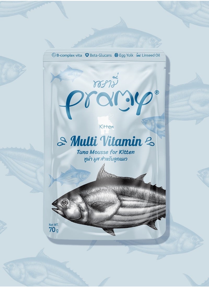 Pramy Cat Kitten Wet Food With Tuna Flavor - 6x70g - With Linseed Oil for Healthy Skin & Coat (Omega 3, 6, 9) – Nutrient-Rich Wet Food for Healthy Growth  - Image 2