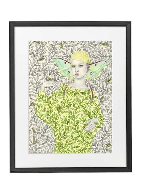 Abstract Female Portrait Botanical Illustrations Poster With Frame 50x40 cm