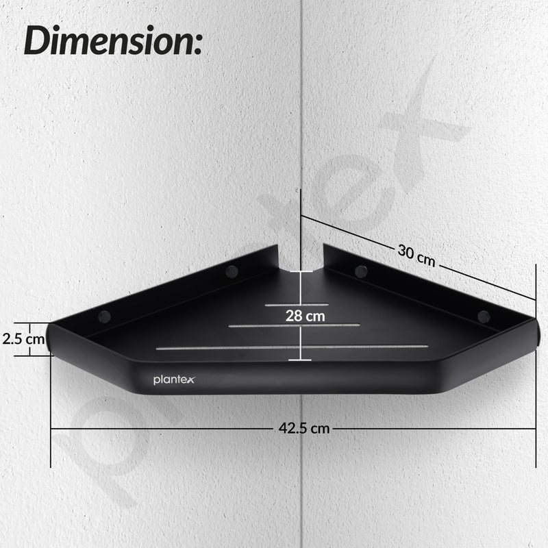 Plantex Self Adhesive Corner Shelf for Bathroom Wall/Multipurpose Bathroom Corner Shelf/12x12 inch Corner for Home/Office/Hotel - Pack of 1 (1501, Black) - Image 4