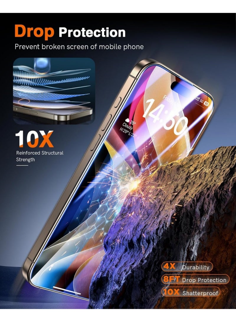 Aookay [2+2 Pack] Screen Protector for iPhone 17 Pro Max with Camera Lens Protector,Shatterproof Tempered Glass [Anti-Fingerprint] [9H Hardness][Automatic Dust-Elimination Install][Bubble Free] - Image 2
