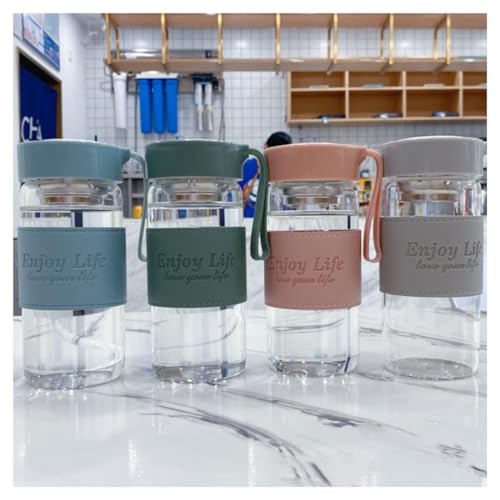 Wosta Leakproof Glass Water Bottle with Stainless Steel Infuser Glass Tea Infuser Bottle with Strainer and Neoprene Sleeve for Loose Leaf Tea, Cold Brew Coffee. (A - GREEN, 480ML) - Image 5