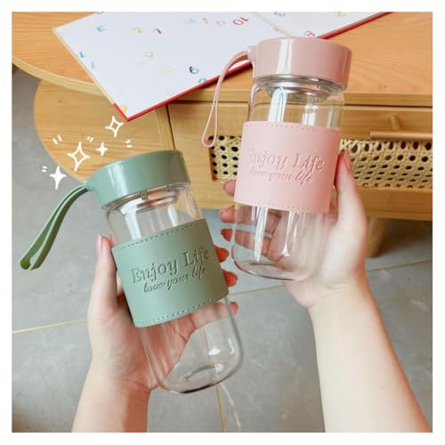 Wosta Leakproof Glass Water Bottle with Stainless Steel Infuser Glass Tea Infuser Bottle with Strainer and Neoprene Sleeve for Loose Leaf Tea, Cold Brew Coffee. (A - GREEN, 480ML) - Image 3