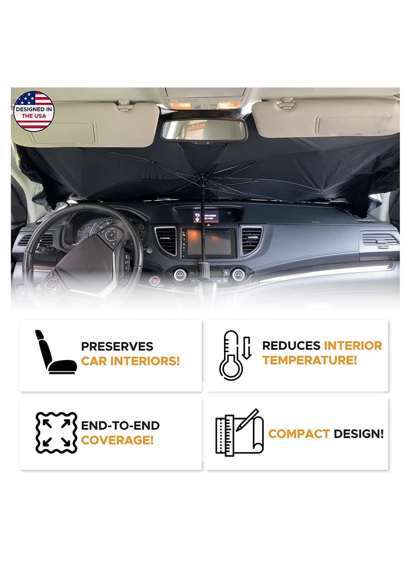 واقٍ من الشمس لزجاج السيارة الأمامي | مظلة عاكسة قابلة للطي لواقٍ من الشمس للسيارات، تحجب أشعة UV واقي الشمس لحماية سيارتك من الحرارة والأضرار - Image 2
