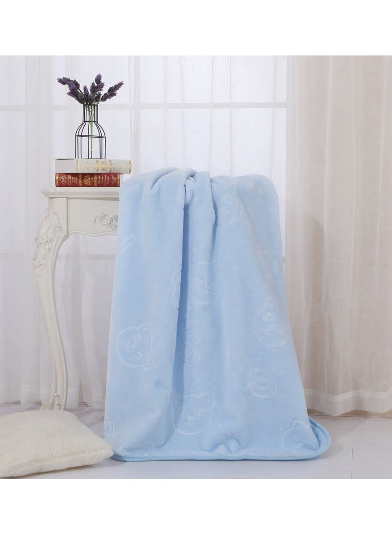 بطانية أطفال سادة مخمل ناعم ومريح للبشره برسم محفور مقاس 110*140سم