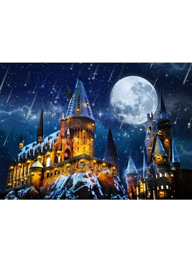 7X5FT Halloween Backdrop Magic Castle School Backdrop Wizard Background Night Moon Backdrop Kids Birthday Party Banner Halloween Photo Backdrop Kids Halloween Photography Backdrop X-87