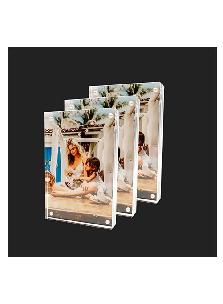 Creative Planet 4R Acrylic Photo Frame. An elegant picture frame of high clarity modern stylish & transparent organize and protect your photos great gift for birthday girlfriend (Pack of 3) - Image 1