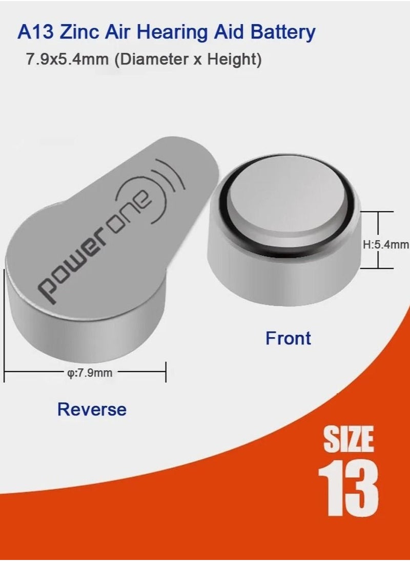 Power One 1.45V Original High Level Hearing Aid Batteries PowerOne P13 Pack Of 60 Pieces (German)  - Image 4