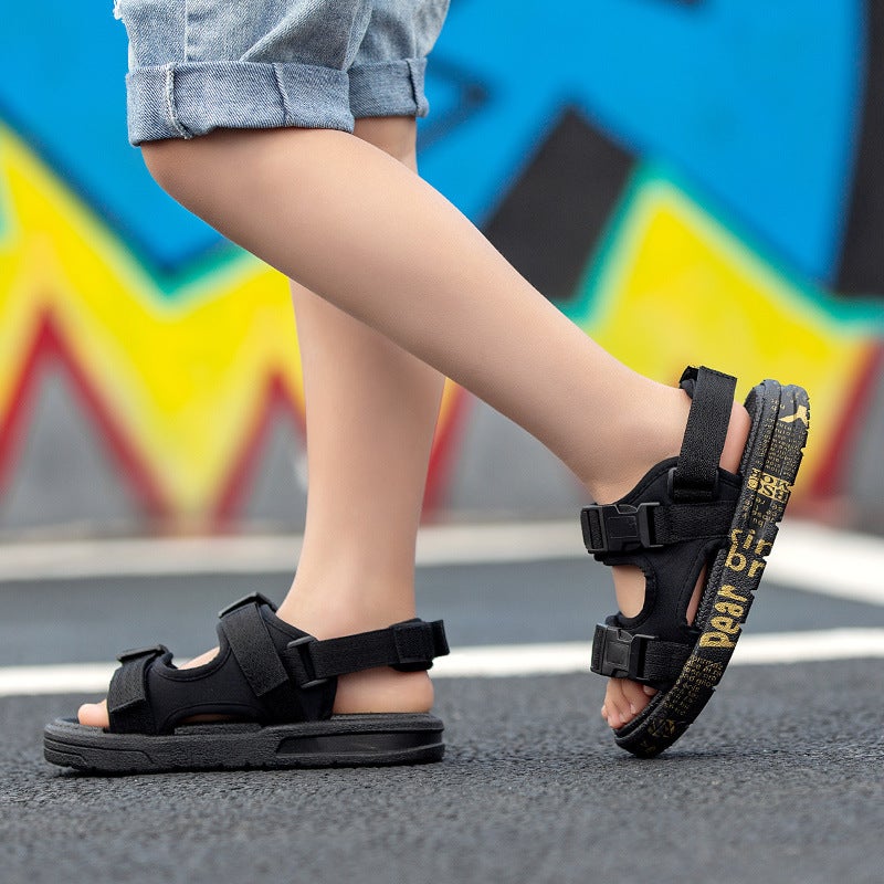 Children'S Slippers Summer Korean Version Of Hook And Loop Soft Bottom Children'S Boys Children'S Shoes A Generation Of Hair - Image 5