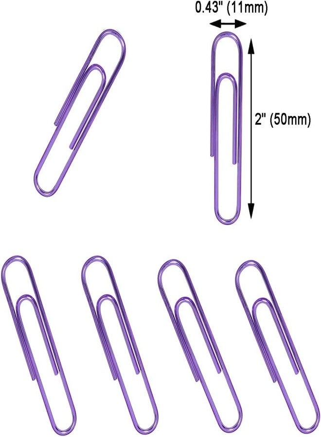 Vinaco Paper Clips Smooth Purple, 100 Pack Paper Clips Large 2Inch (50mm), Durable & Rust Resistant Coating. for Office, School Document Organizing - Image 2