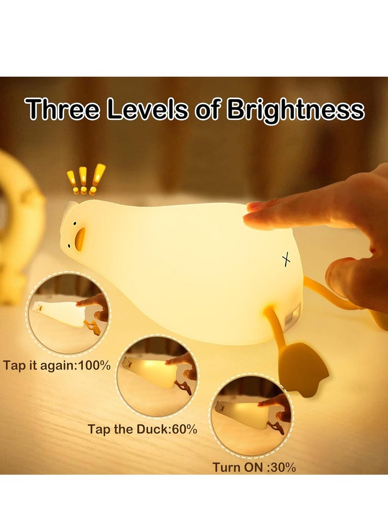 ELTRAZONE Lying Flat Duck Night Light – Cute Soft Silicone Nursery Lamp, Rechargeable LED Duck Light with Touch Control, Timer & Dimmer | Perfect Kawaii Birthday & Festival Gifts for Girls, Safe & Soft for Kids - Image 4