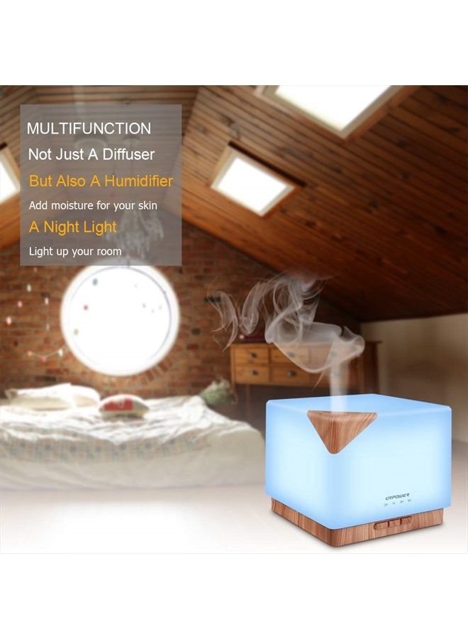 URPOWER Aromatherapy Essential Oil Diffuser Humidifier, 700ml Large Capacity Modern Ultrasonic Aroma Diffusers Running 20+ Hours with Adjustable Mist Mode/4 Timer Settings for Home Office Study - Image 4