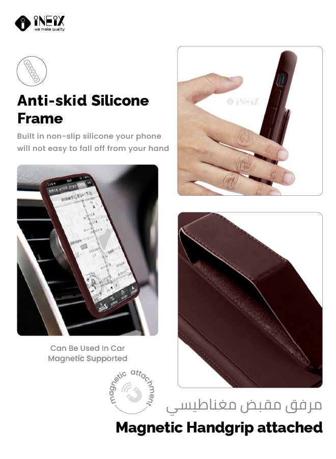 إينيكس جراب حماية 3 في 1 مغناطيسي ذو مسند للهاتف وسوار لأصابع اليد لهاتف سامسونج جلاكسي A53 5G بني - Image 4