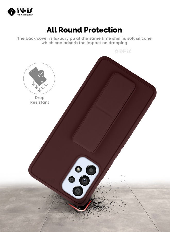 إينيكس جراب حماية 3 في 1 مغناطيسي ذو مسند للهاتف وسوار لأصابع اليد لهاتف سامسونج جلاكسي A53 5G بني - Image 5