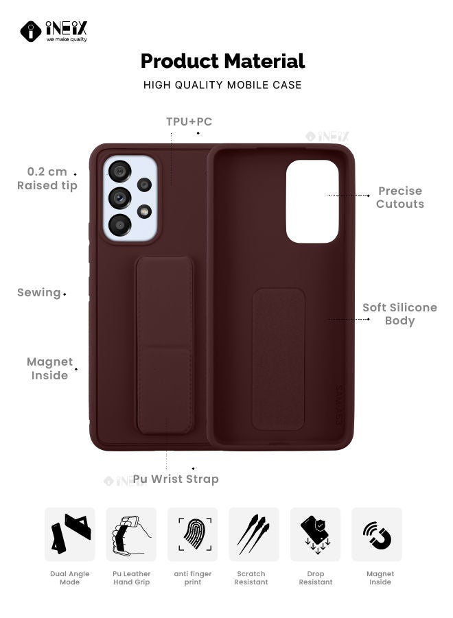 إينيكس جراب حماية 3 في 1 مغناطيسي ذو مسند للهاتف وسوار لأصابع اليد لهاتف سامسونج جلاكسي A53 5G بني - Image 2