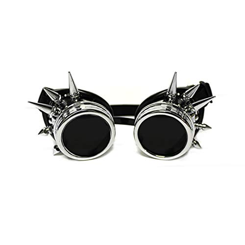GloFX Steampunk Goggles Tinted - Rave Eyes Gothic Welder (Chrome Spike) - Image 1