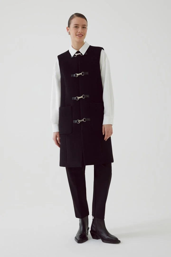EXQUISE Wool Regular Black Vest