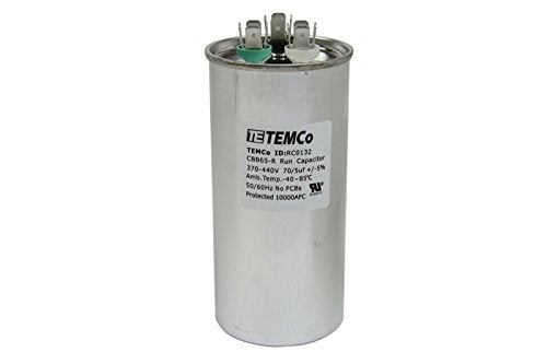 TEMCo Industrial مكثف تشغيل مزدوج TEMCo 70+5 ميكروفاراد CBB65، 70/5 ميكروفاراد، 370-440 فولت، دائري، 50/60 هرتز | لتطبيقات مروحة تكييف الهواء، المحرك، النفاخ - Image 1