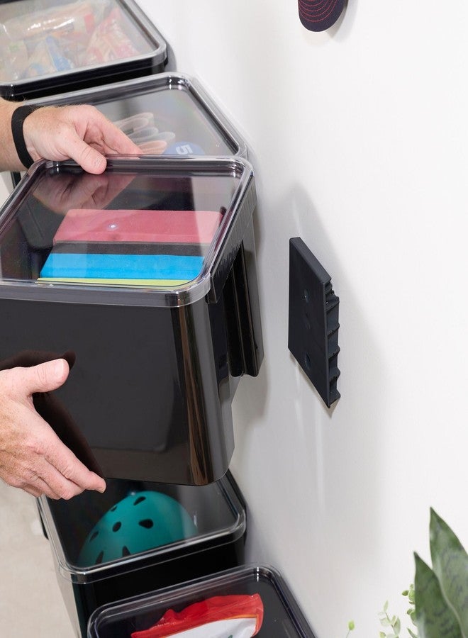 InterDesign iDesign Storage Bin with Lid & Wall Mount Bracket, The Wallspace Collection - 12" x 12" x 8", Clear Bin - Image 4