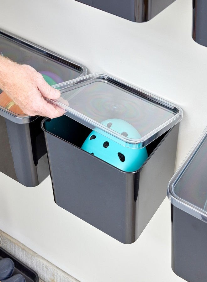 InterDesign iDesign Storage Bin with Lid & Wall Mount Bracket, The Wallspace Collection - 12" x 12" x 8", Clear Bin - Image 5