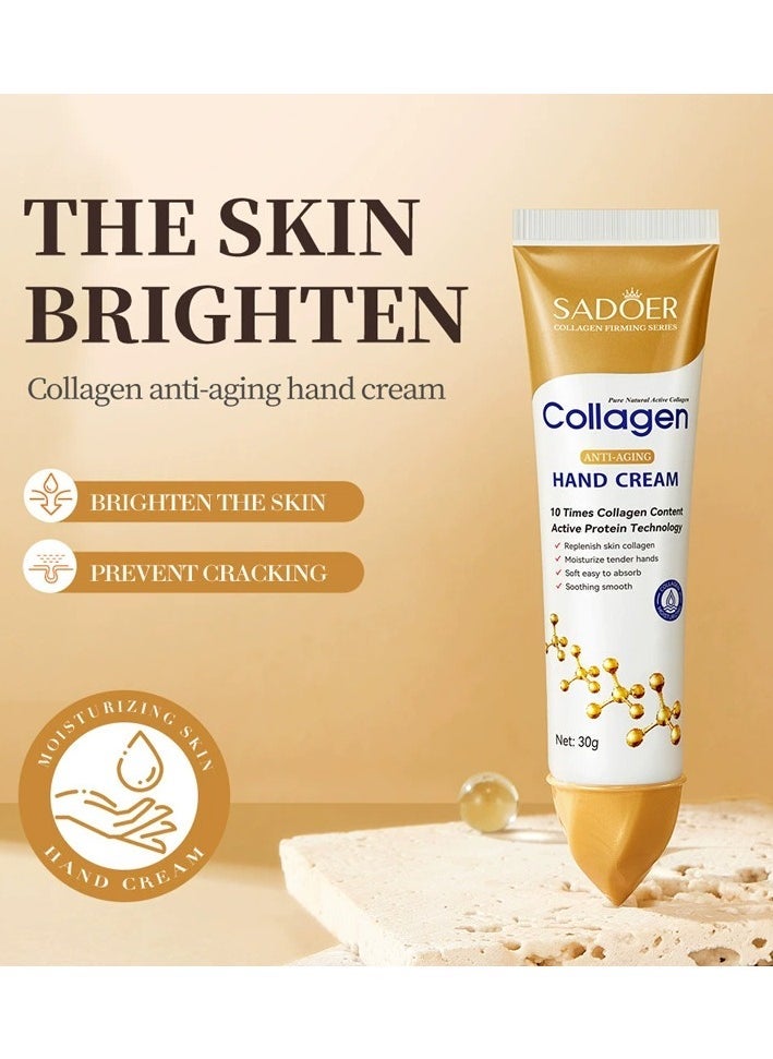 SADOER Collagen Anti Wrinkle Hand Cream, Nourishing Whitening Moisturizing Skin Care Cream, Fast Absorbing Anti Ageing Hand Cream, Smooth And Soft Skin Crack Repair Cream To Remove Wrinkles Darkness 30g - Image 5