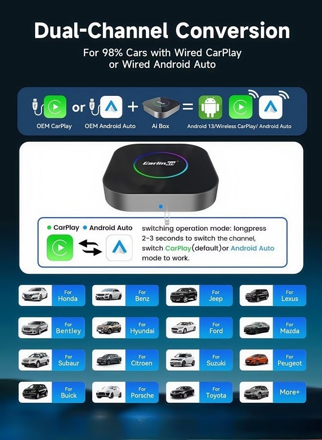 كار لينكيت كارلين كيت S ، أندرويد بوكس للسيارة، شاشة سيارة ذكية، كار بلاي لاسلكي، أندرويد أوتو لاسلكي، يوتيوب في السيارة، محول شاشة السيارة، شريحة 4G للسيارة، CarlinKit، ترفيه ذكي للسيارات. - Image 3