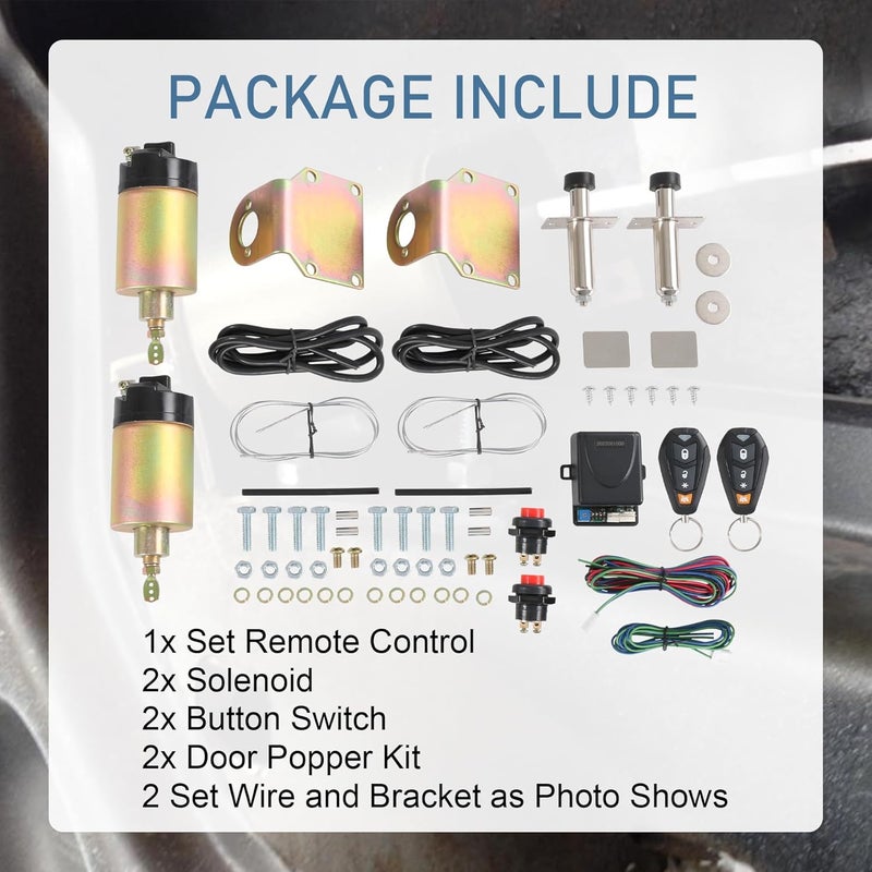 JDMSPEED New Street Rat Hot Rod Car Truck 85LB Shaved Door Handle Kit Replacement for 2 Doors Popper Solenoid - Image 2