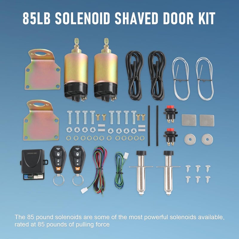 JDMSPEED New Street Rat Hot Rod Car Truck 85LB Shaved Door Handle Kit Replacement for 2 Doors Popper Solenoid - Image 3