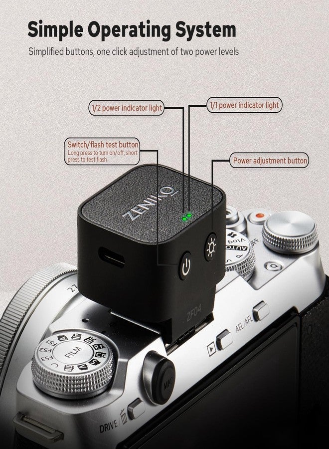Zeniko ZF04 Lightweight On-Camera Flash,Mini Flash Speedlite, CCT 6500K±200K,372 Full-Power Flash Light with Universal Hot Shoe Mount Fit for Canon, Nikon, Sony, Fuji,Leica Cameras (Black) - Image 3