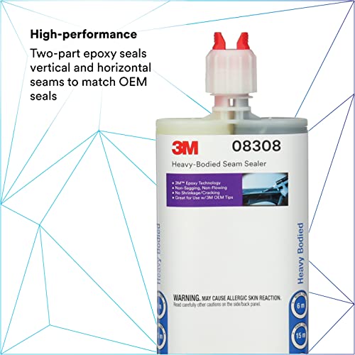 3M Heavy-Bodied Seam Sealer, 08308, Two-Part, Self-Mixing, Automotive Epoxy, 200 ml/6.75 fl oz Cartridge , Black - Image 2