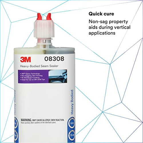 3M Heavy-Bodied Seam Sealer, 08308, Two-Part, Self-Mixing, Automotive Epoxy, 200 ml/6.75 fl oz Cartridge , Black - Image 5