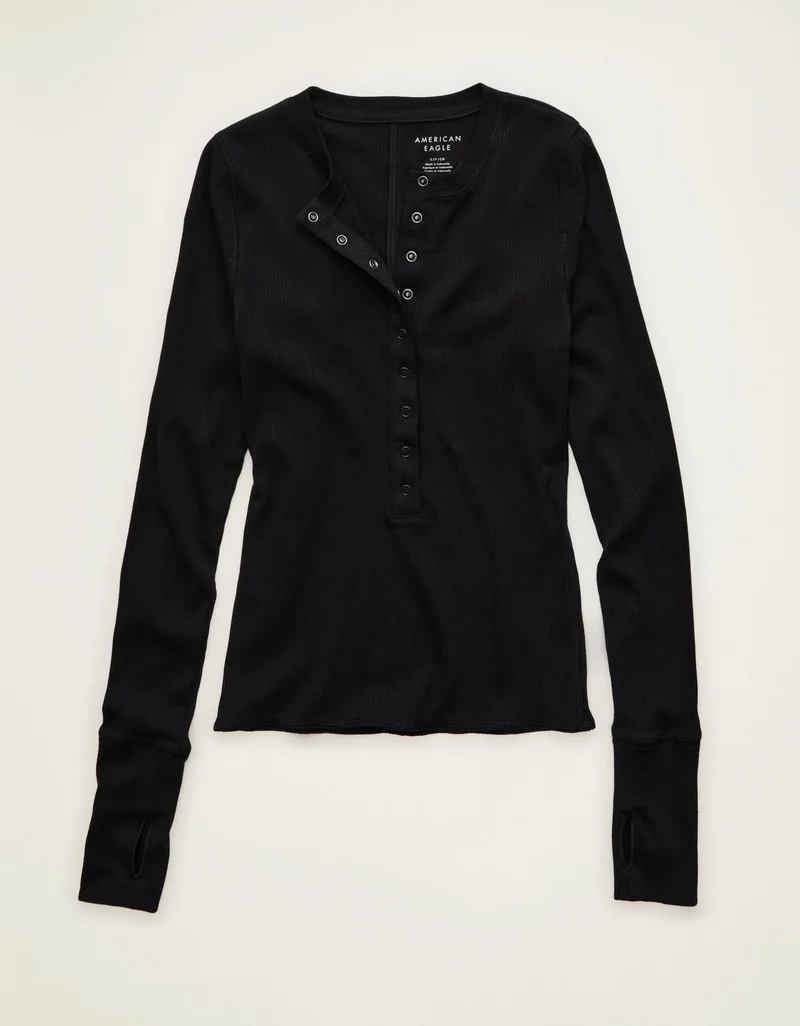 AE Long Sleeve Henley T-Shirt