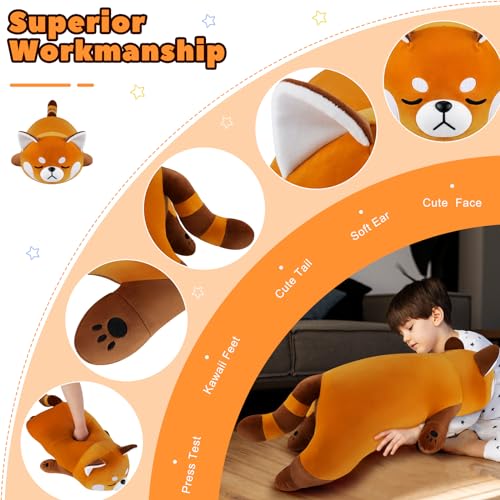 Auspicious beginning 30 Giant Red Panda Plush Stuffed Animal Large Sleeping Plush Toy Pillow Cute Hugging Plushie Room Decor Christmas Birthday Gifts for Kids Girls Boys Valentines Day Gift - Image 5