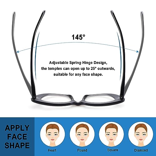 CHOFILORD 6 Pack Cat Eye Reading Glasses for Women Fashion Cute Blue Light Blocking Computer Readers Spring Hinge (A 6C Mixed, 2, x) - Image 5