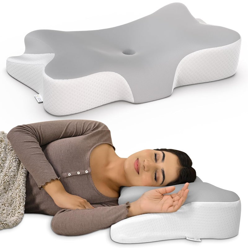 HEEJ No More Aches Neck Pillow for Pain Relief, Adjustable Cervical Pillow for Neck Support with Armrest, Odorless Ergonomic Contour Memory Foam Pillows,Orthopedic Bed Pillow for Side Back Stomach Sleeping - Image 1