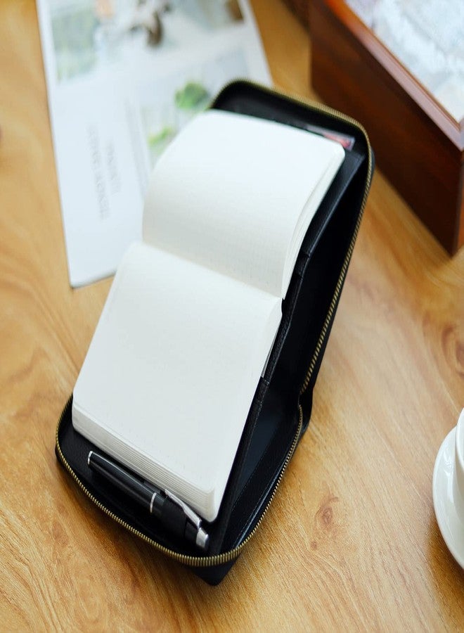Moterm Zippered Leather Cover for Stalogy B6 Planners (Pebbled-Black) - Image 5