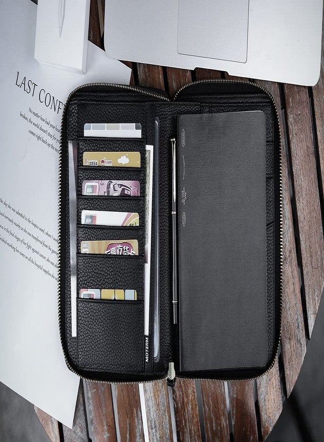 Moterm Zippered Leather Cover for Stalogy B6 Planners (Pebbled-Black) - Image 3
