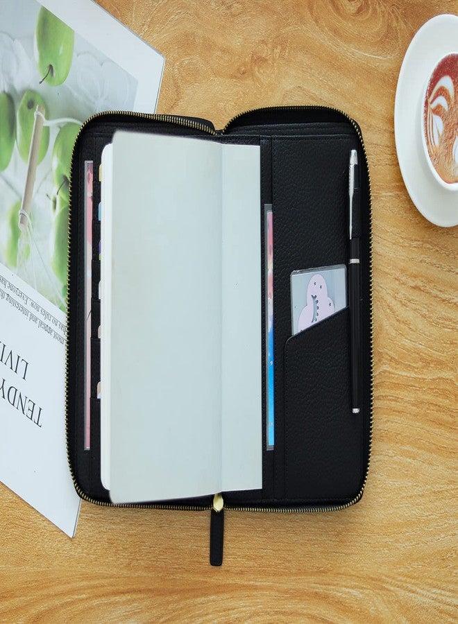 Moterm Zippered Leather Cover for Stalogy B6 Planners (Pebbled-Black) - Image 4