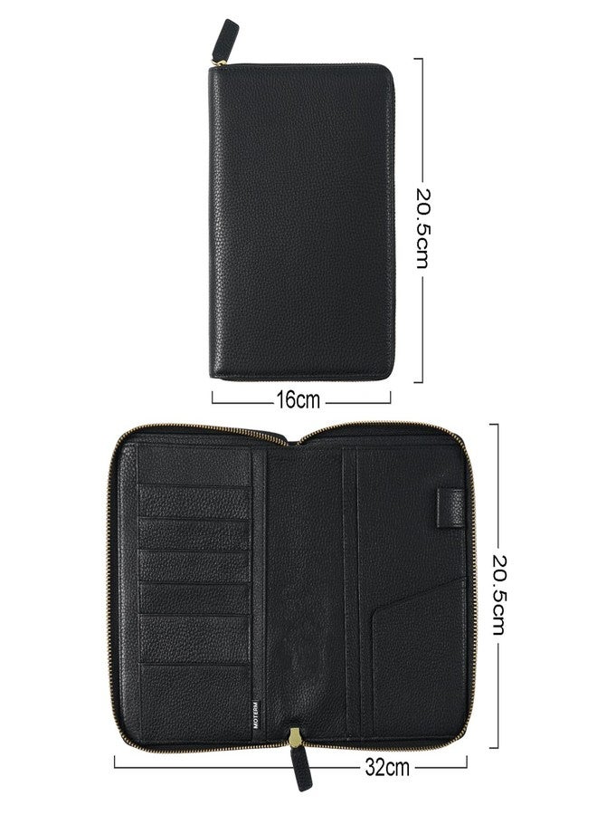 Moterm Zippered Leather Cover for Stalogy B6 Planners (Pebbled-Black) - Image 2