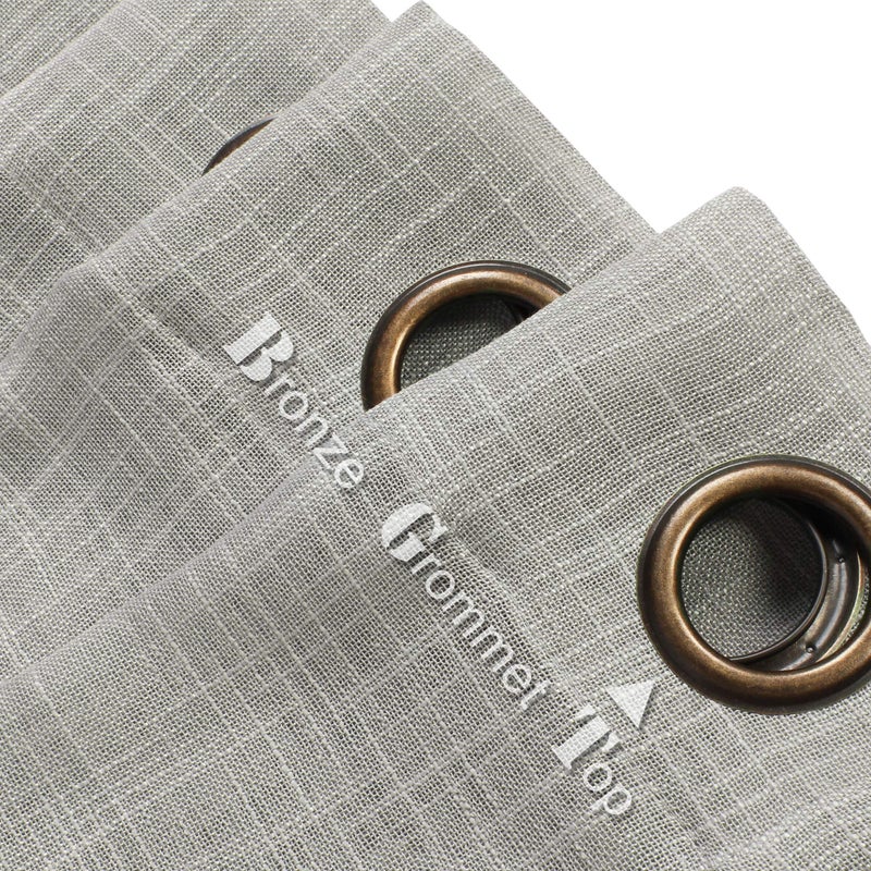 VOILYBIRD Palma Grey Semi Sheer Curtains for Bedroom Linen Sheer Window Panels 63 Inch Length Dark Grommet (W52 x L63, Pack of 2) - Image 3