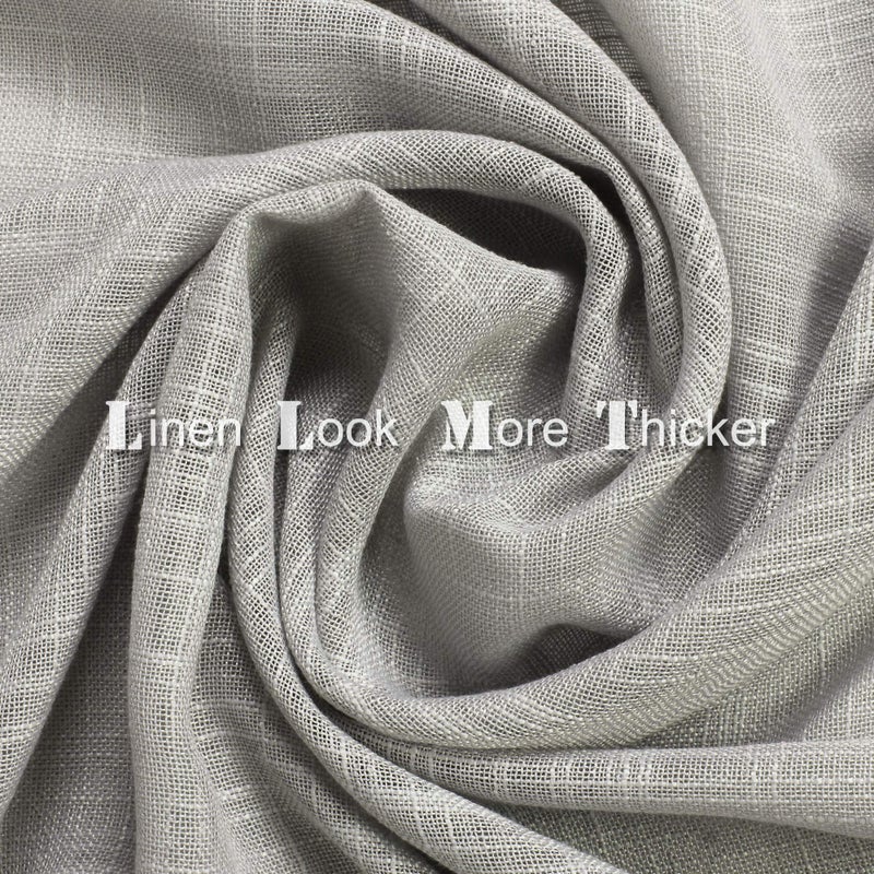 VOILYBIRD Palma Grey Semi Sheer Curtains for Bedroom Linen Sheer Window Panels 63 Inch Length Dark Grommet (W52 x L63, Pack of 2) - Image 5