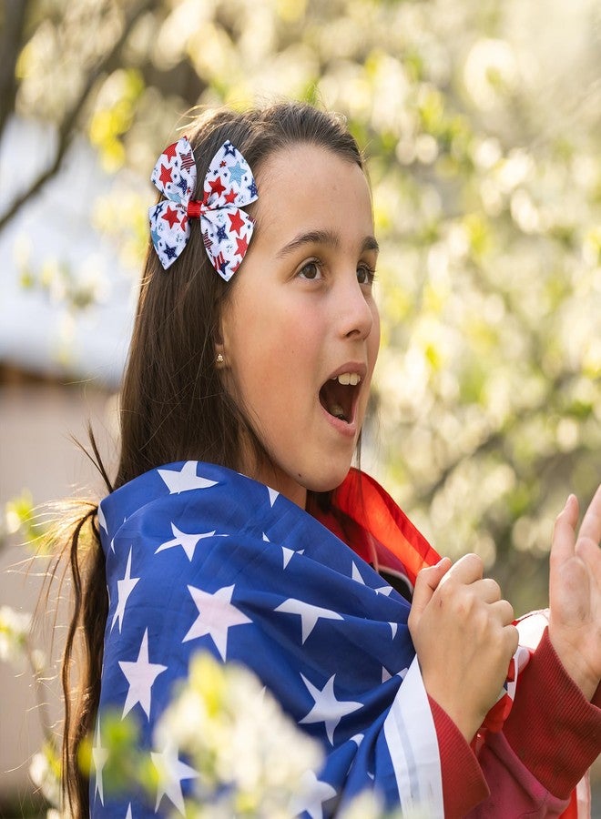 Miroksh 6pcs Patriotic Hair Bow Clips for Toddler Baby Teen Girls 4th of July Red White Blue Ribbon Hairpins Women Kids Independence Memorial Day Party Favor Gift Outfits Decoration Accessories - Image 4